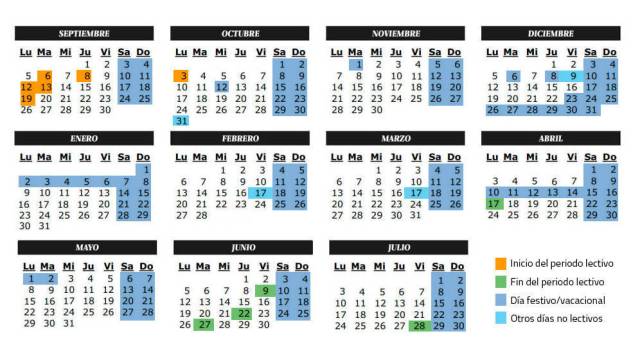 Calendario escolar del curso 2016-2017: festivos y lectivos en Madrid